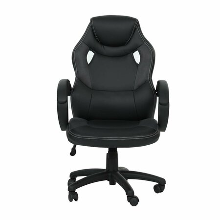 KD GABINETES 27 x 28 x 42-46 in. Faux Leather Office Chair - Black & Gray KD3143107